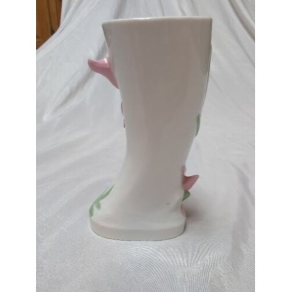 Vintage Goldfish Beta Fish Curve Ceramic Vase 6" Pink Green Made In China - Picture 4 of 11